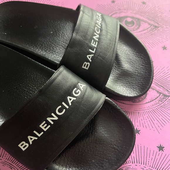 100% AUTH BALENCIAGA LOGO LEATHER SANDALS 35 5 - Picture 3 of 13